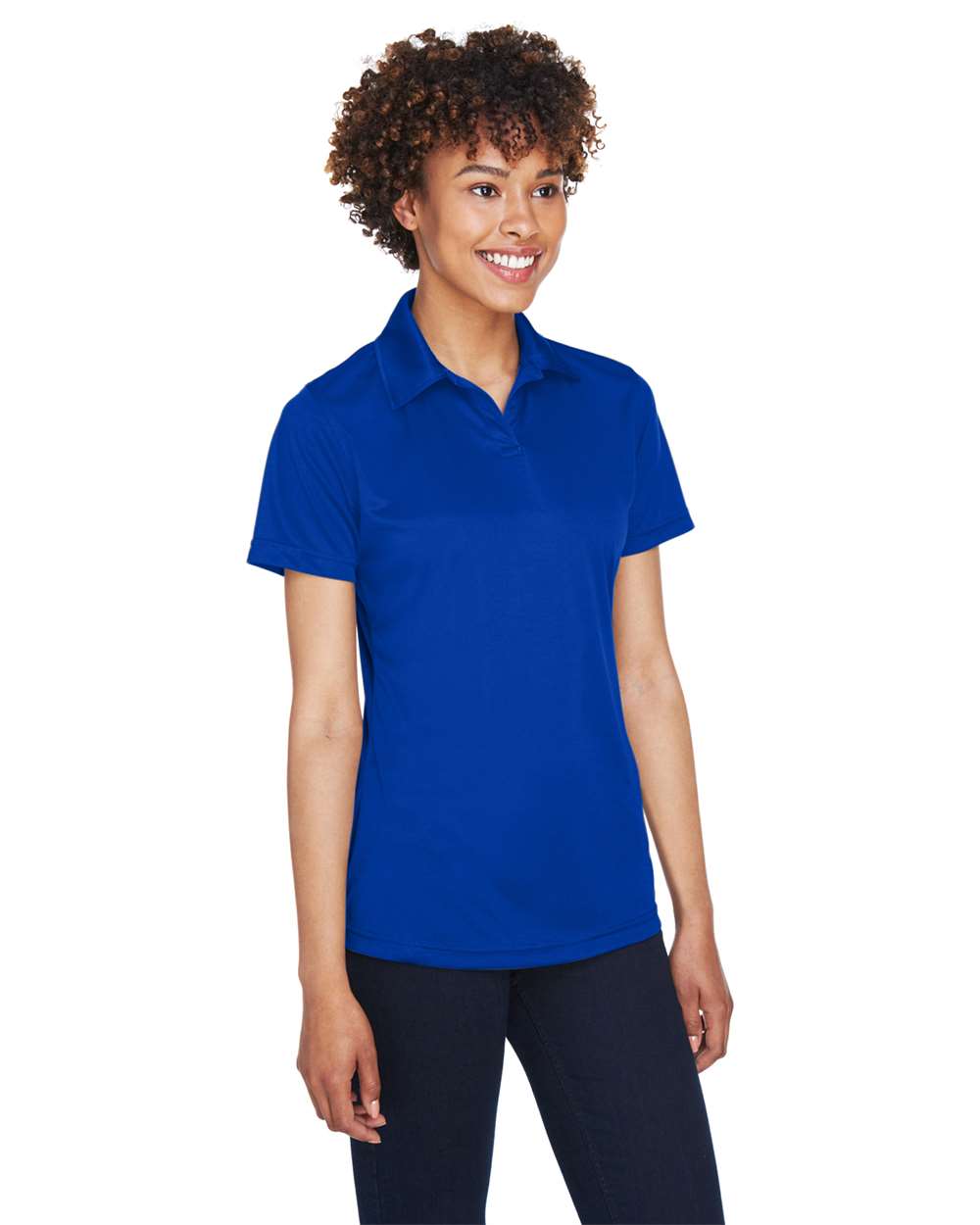 Women's Cool & Dry Sport Performance Interlock Polo - OnModelSide - B912E1752 - Royal