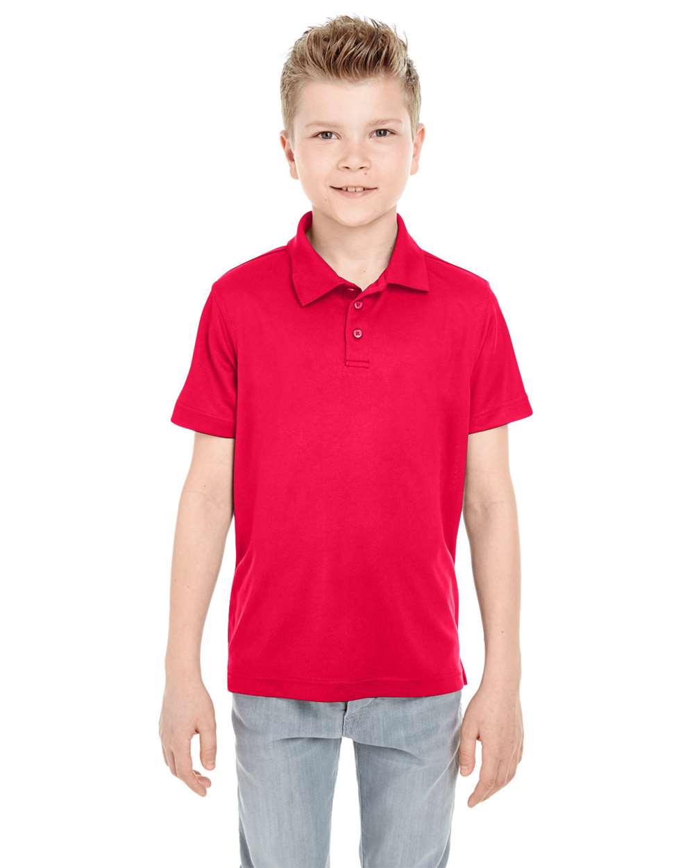 Youth Cool & Dry Mesh Piqué Polo - OnModelFront - B887E1703 - Red