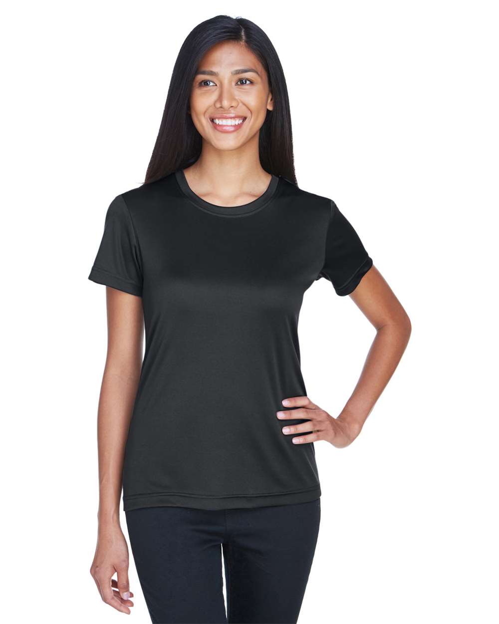Women's Cool and Dry Performance T-Shirt - OnModelFront - B933E1503 - Black