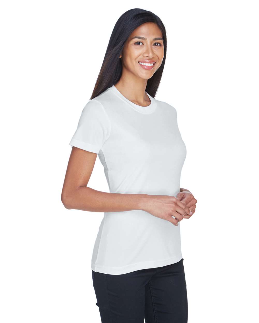 Women's Cool and Dry Performance T-Shirt - OnModelSide - B933E1003 - White