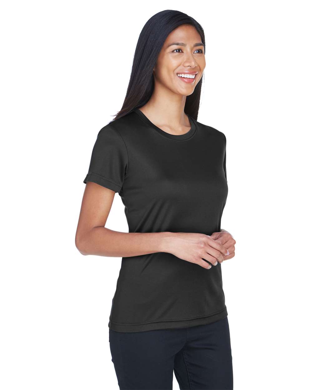 Women's Cool and Dry Performance T-Shirt - OnModelSide - B933E1503 - Black