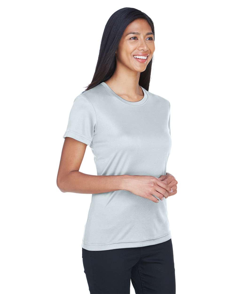 Women's Cool and Dry Performance T-Shirt - OnModelSide - B933E1593 - Grey
