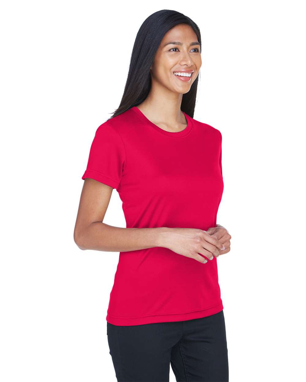 Women's Cool and Dry Performance T-Shirt - OnModelSide - B933E1703 - Red