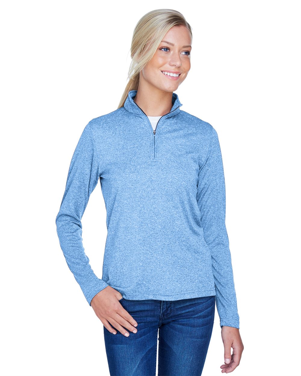 Women's Cool & Dry Heathered Performance Quarter-Zip Pullover - styleImage