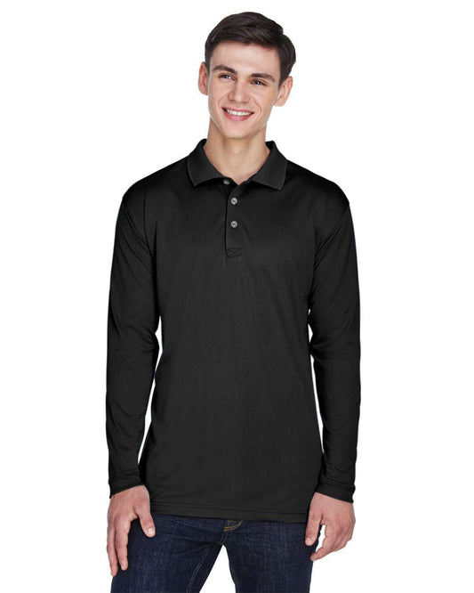 Men's Cool & Dry Sport Long Sleeve Polo - OnModelFront - B899E1503 - Black