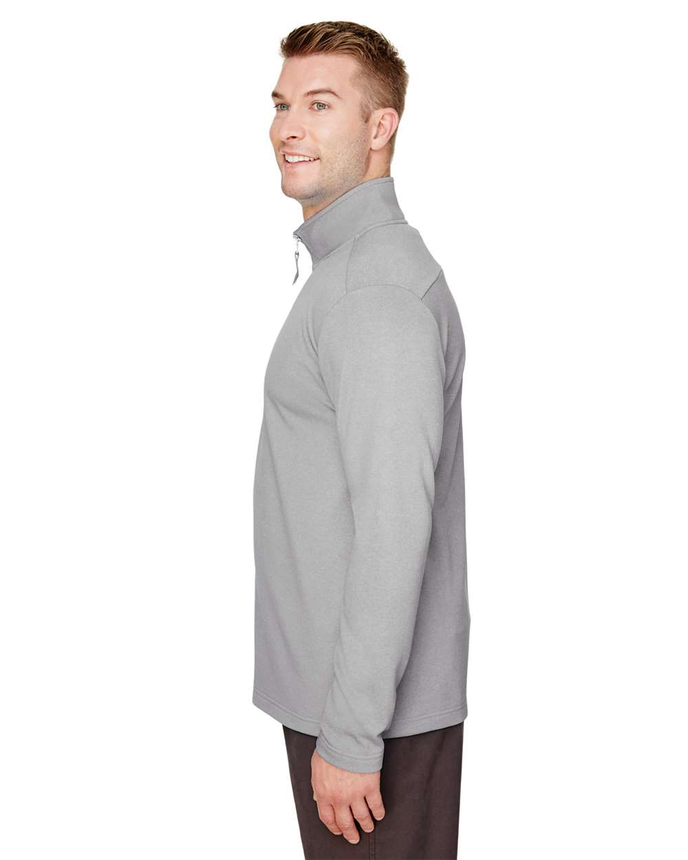 Men's Coastal Pique Fleece Quarter-Zip Pullover - OnModelSide - B969E1353 - Silver Heather