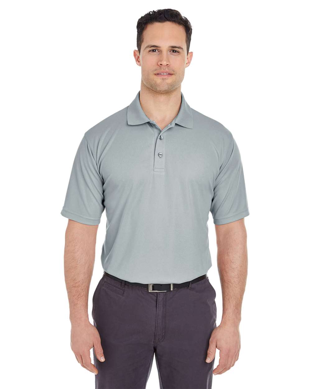 Men's Tall Cool & Dry Mesh Piqué Polo - OnModelFront - B886E1356 - Silver
