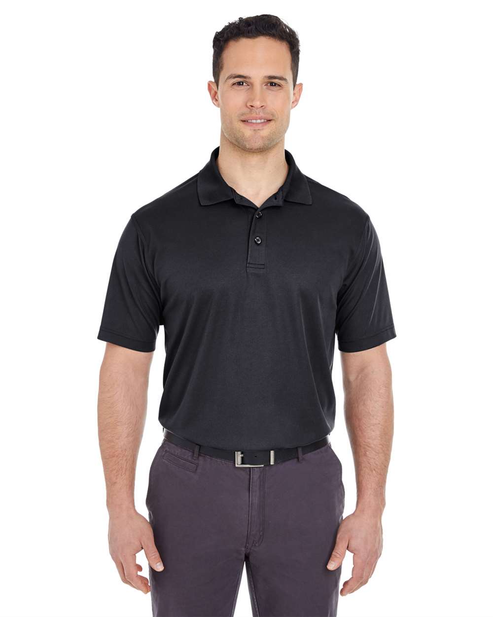 Men's Tall Cool & Dry Mesh Piqué Polo - OnModelFront - B886E1506 - Black