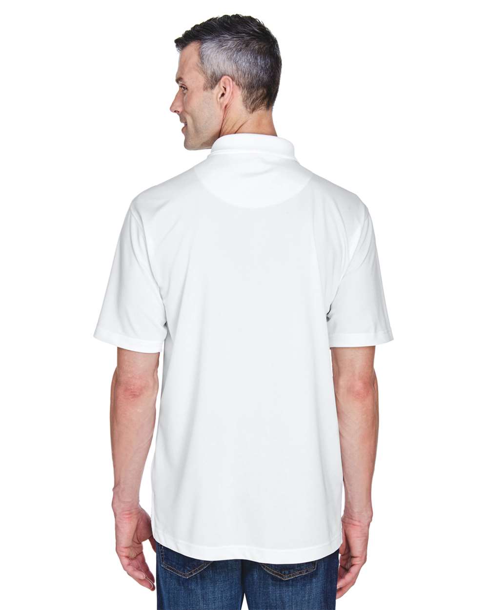 Men's Cool & Dry Stain-Release Performance Polo - OnModelBack - B914E1004 - White