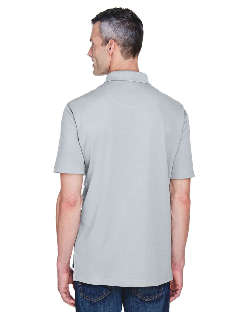 Men's Cool & Dry Stain-Release Performance Polo - OnModelBack - B914E1353 - Silver