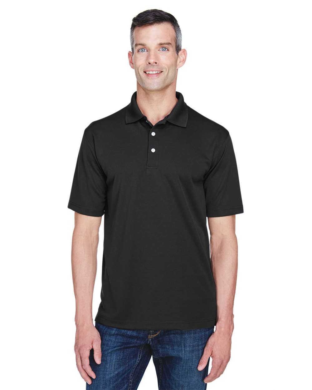 Men's Cool & Dry Stain-Release Performance Polo - OnModelFront - B914E1503 - Black
