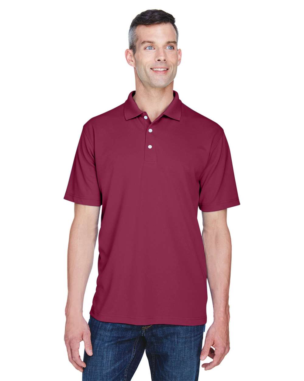 Men's Cool & Dry Stain-Release Performance Polo - OnModelFront - B914E1533 - Maroon