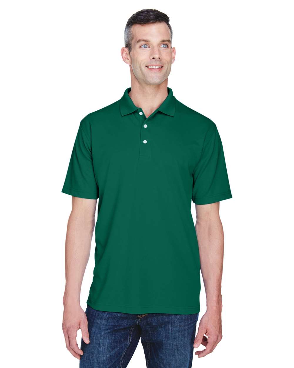 Men's Cool & Dry Stain-Release Performance Polo - OnModelFront - B914E1543 - Forest Green