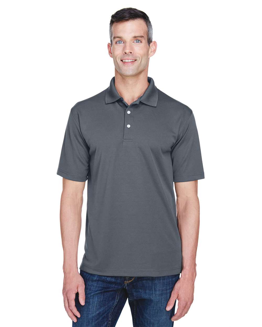 Men's Cool & Dry Stain-Release Performance Polo - OnModelFront - B914E1623 - Charcoal