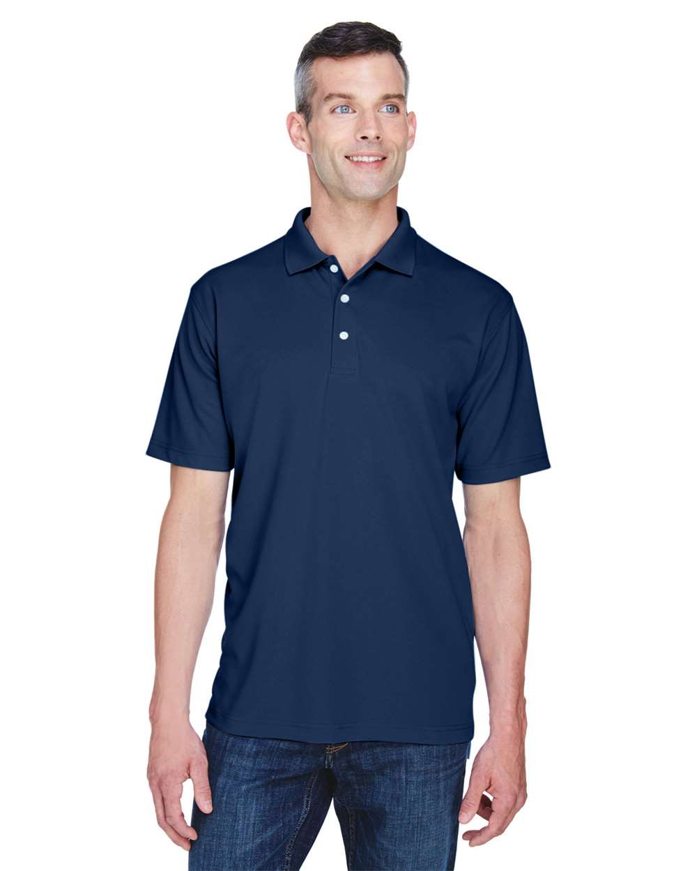 Men's Cool & Dry Stain-Release Performance Polo - OnModelFront - B914E1653 - Navy