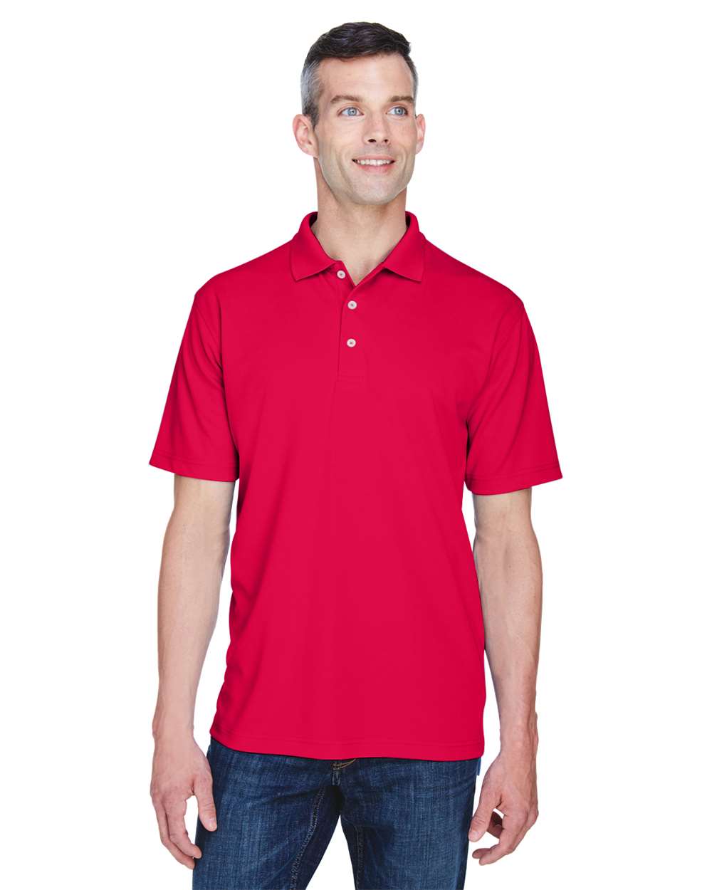 Men's Cool & Dry Stain-Release Performance Polo - OnModelFront - B914E1703 - Red
