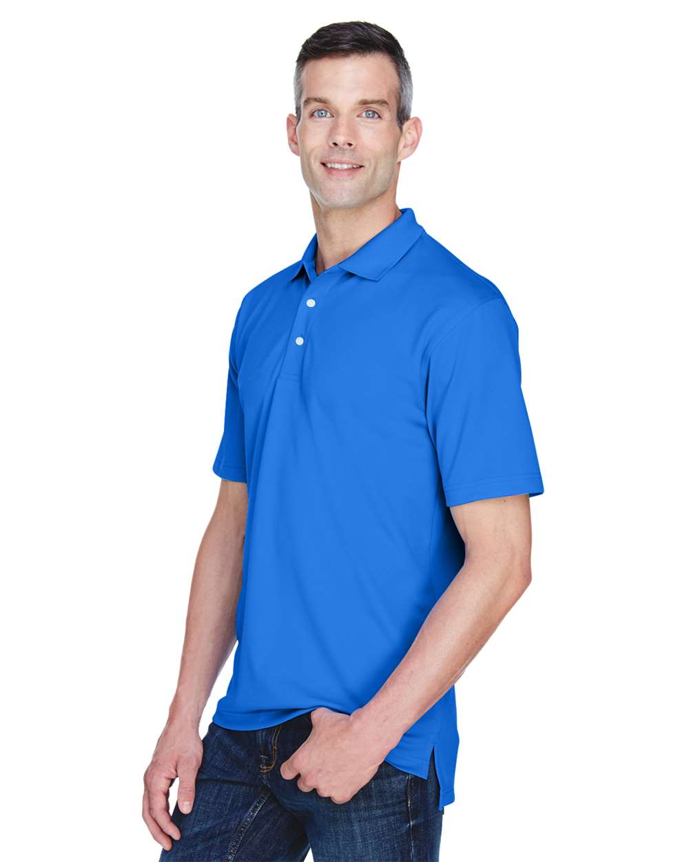 Men's Cool & Dry Stain-Release Performance Polo - OnModelSide - B914E1113 - Royal