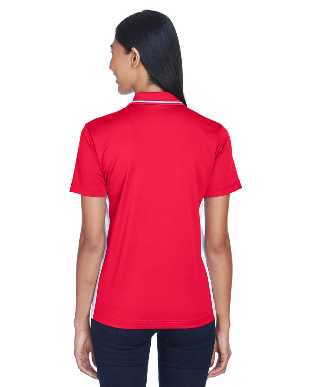 Women's Cool & Dry Sport Two-Tone Polo - OnModelBack - B902E1122 - Red/ White