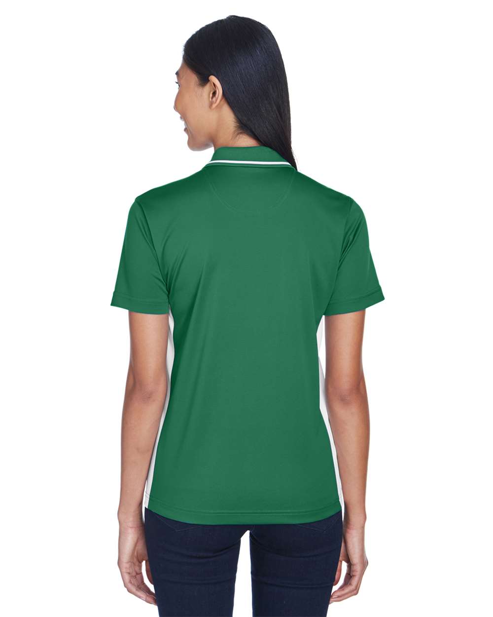 Women's Cool & Dry Sport Two-Tone Polo - OnModelBack - B902E1542 - Forest Green/ White