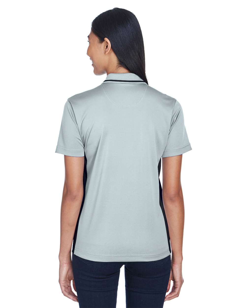 Women's Cool & Dry Sport Two-Tone Polo - OnModelBack - B902E1592 - Grey/ Black
