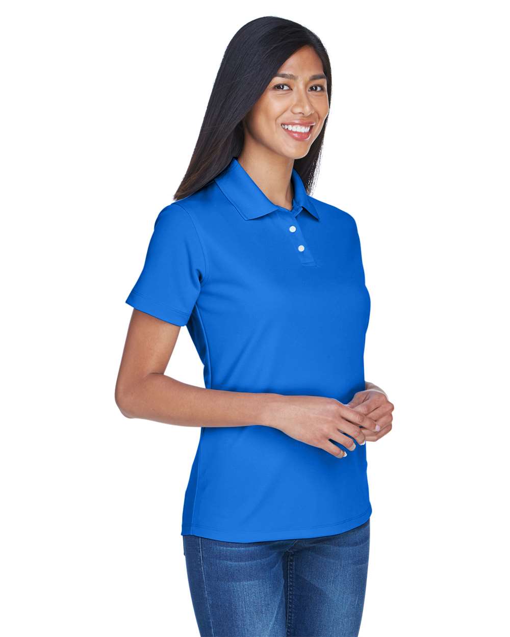 Women's Cool & Dry Stain-Release Performance Polo - OnModelSide - B915E1112 - Royal