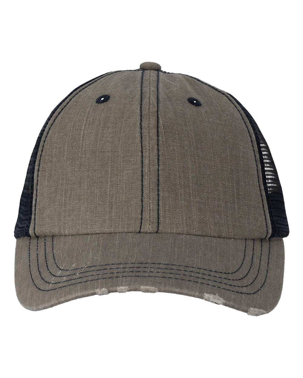 Contrast Stitch Cap - Front - B30795540 - Olive Green/ Navy