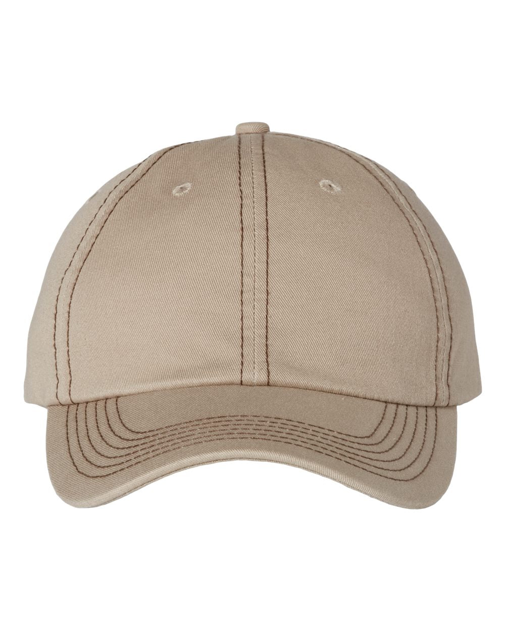 Bio-Washed Classic Dad Hat - Front - B28295780 - Khaki/ Brown Stitch