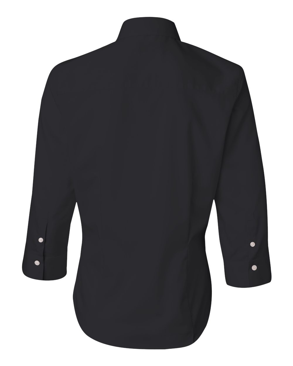 Women's Three-Quarter Sleeve Baby Twill Shirt - Back - B49597503 - Black