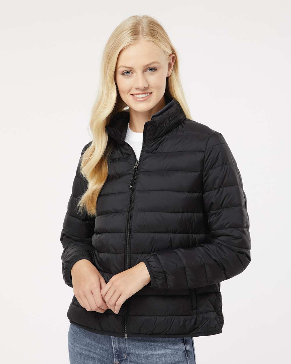 Women's PillowPac Puffer Jacket - OnModelFront - B09952503 - Black