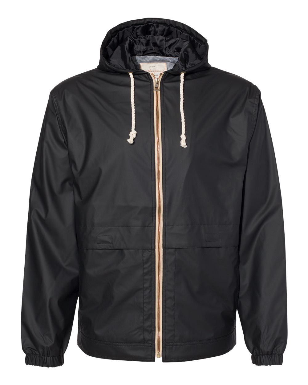 Unisex Vintage Hooded Rain Jacket - Front - B04452503 - Black