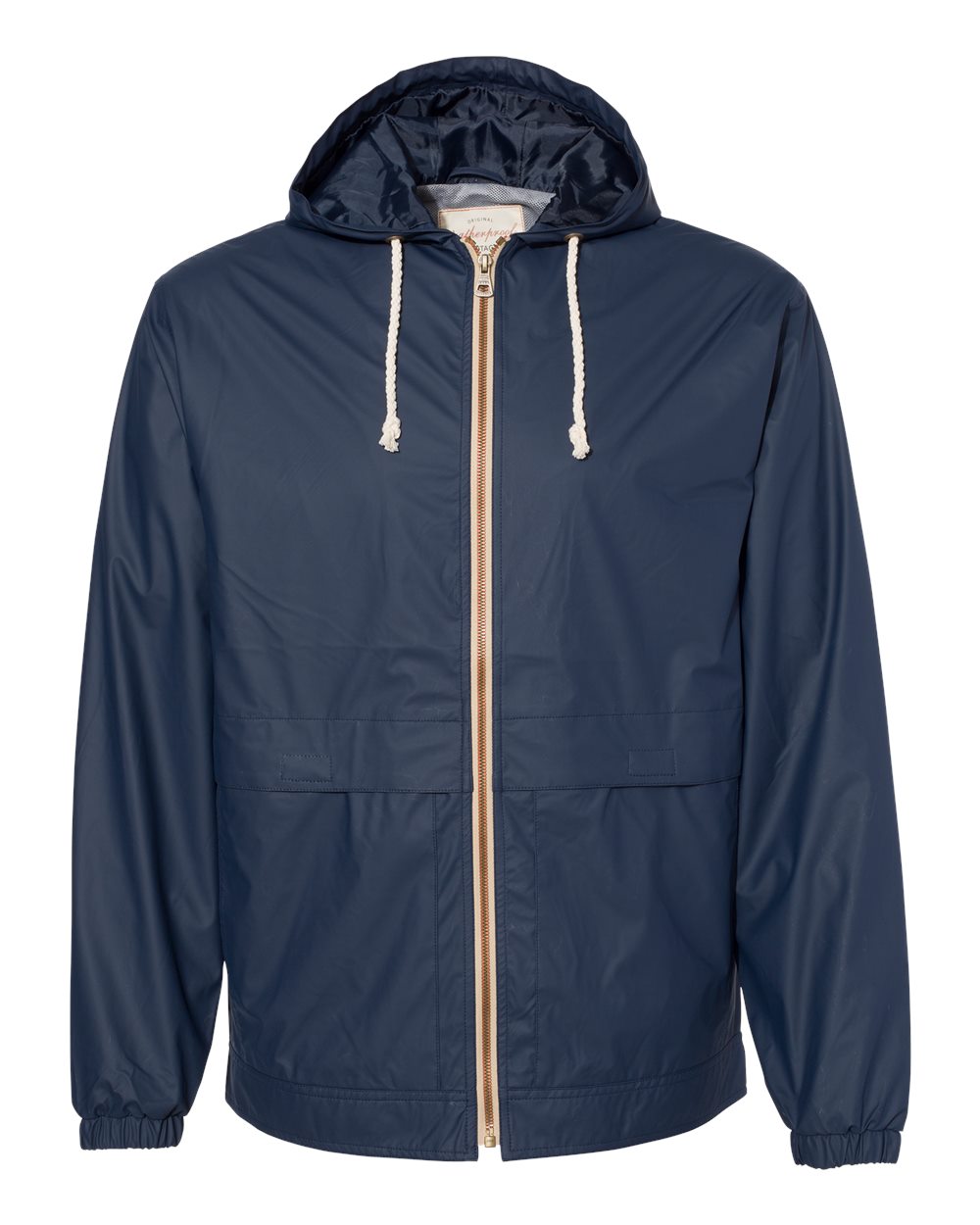 Unisex Vintage Hooded Rain Jacket - Front - B04452652 - Navy
