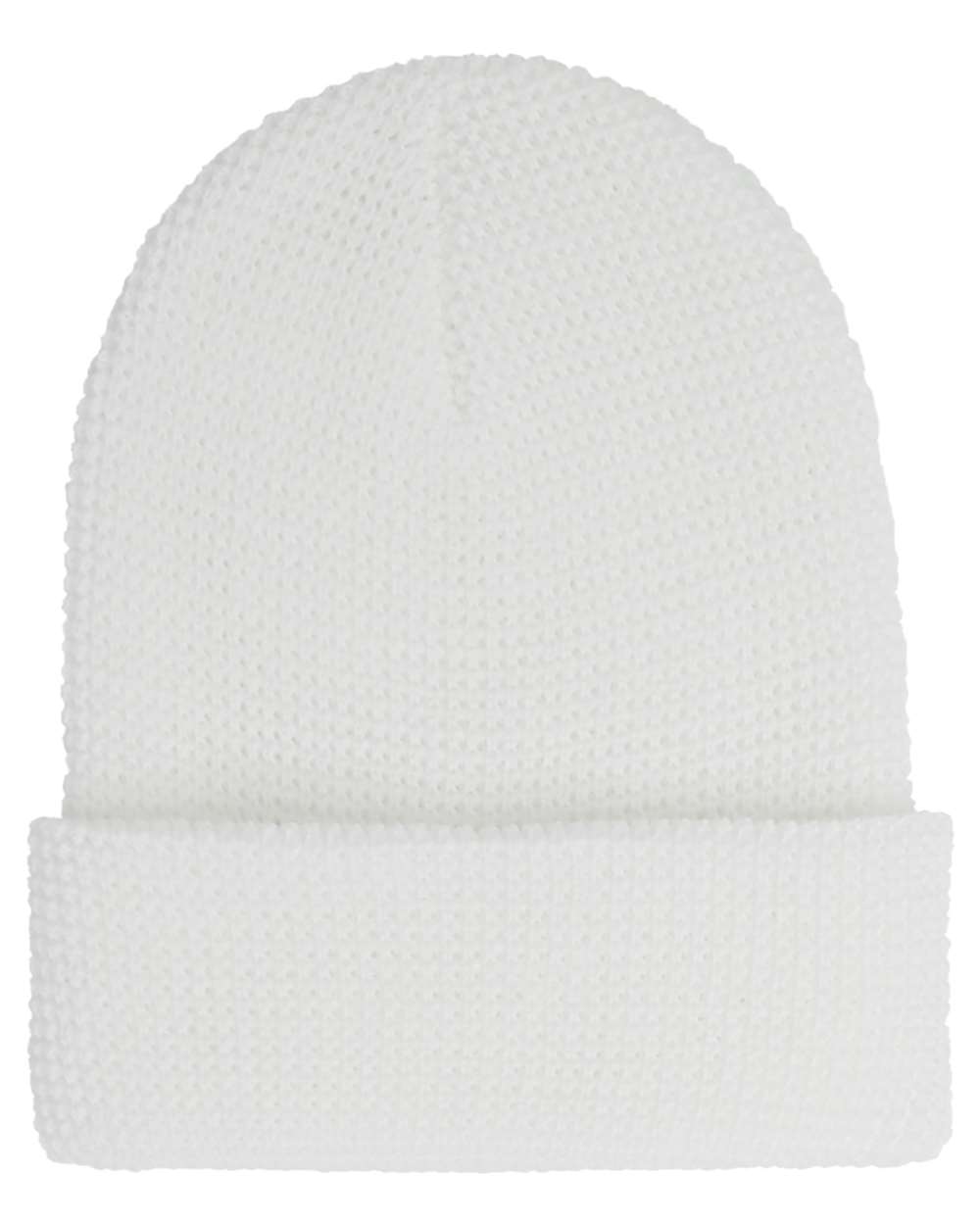 Waffle Cuffed Beanie - Front - B368F2000 - White