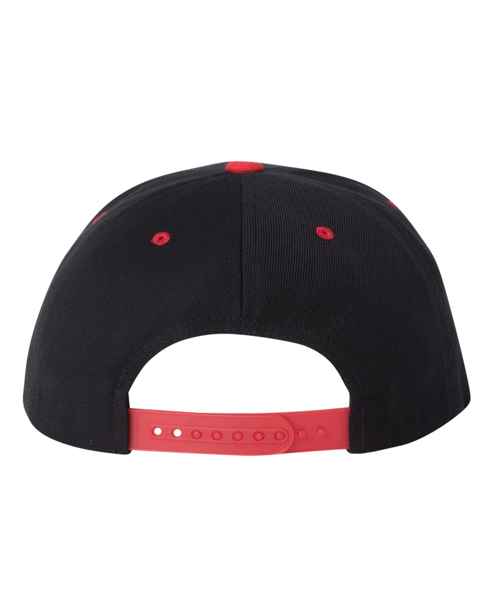 Premium Flat Bill Snapback Cap - Back - B76095040 - Black/ Red