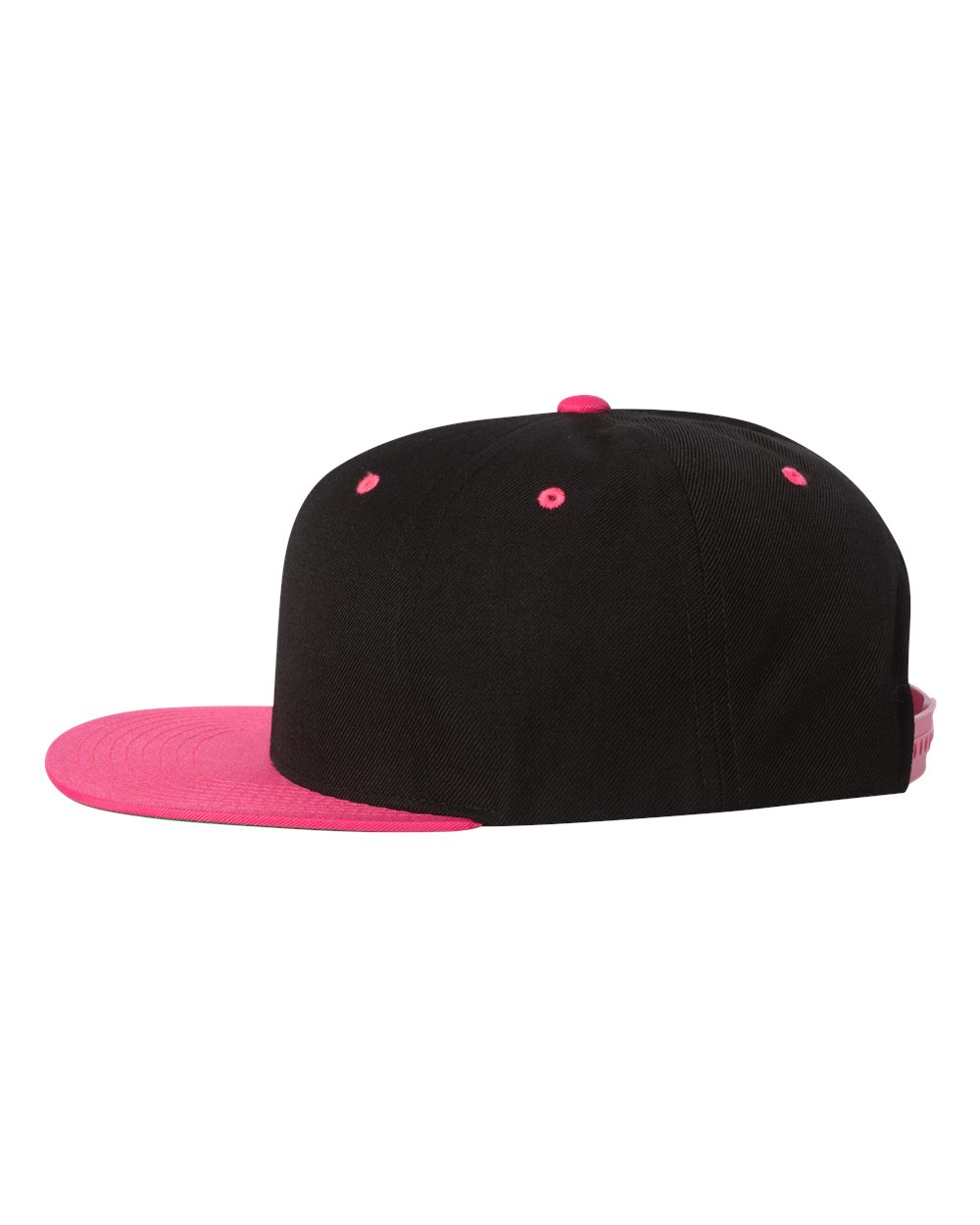 Premium Flat Bill Snapback Cap - DirectSide - B76095110 - Black/ Neon Pink