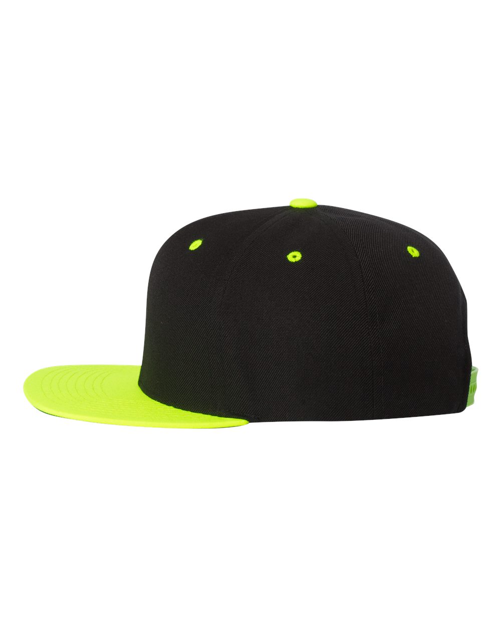 Premium Flat Bill Snapback Cap - DirectSide - B76095160 - Black/ Neon Green