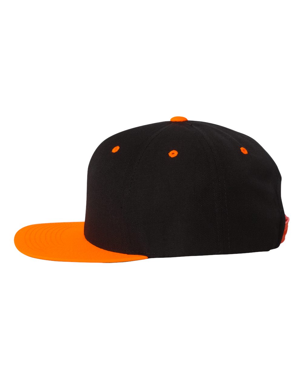 Premium Flat Bill Snapback Cap - DirectSide - B76095180 - Black/ Neon Orange
