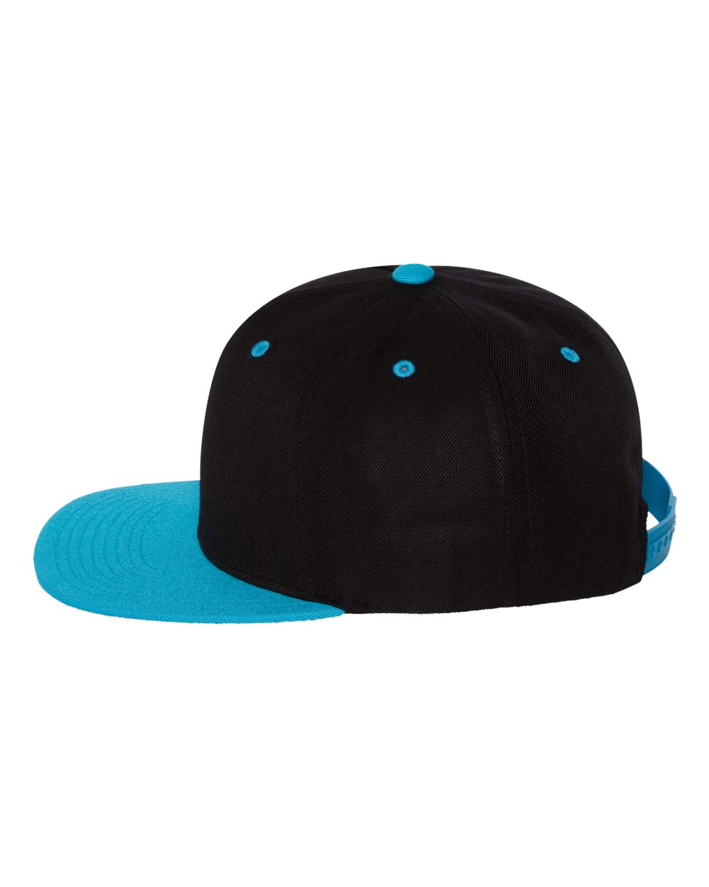 Premium Flat Bill Snapback Cap - DirectSide - B76095760 - Black/ Teal