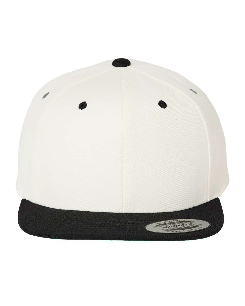 Premium Flat Bill Snapback Cap - Front - B76095250 - Natural/ Black