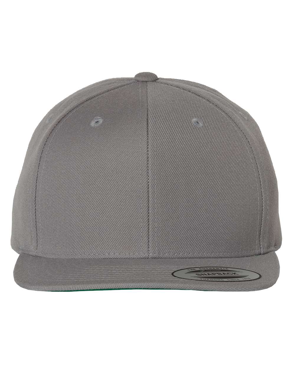 Premium Flat Bill Snapback Cap - Front - B76095350 - Silver