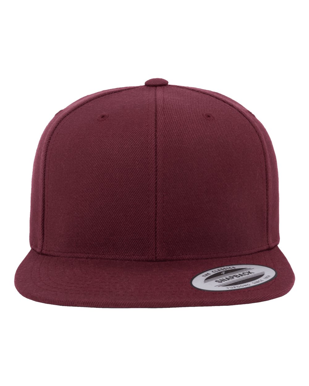 Premium Flat Bill Snapback Cap - Front - B76095530 - Maroon