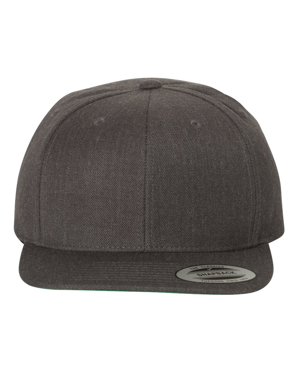 Premium Flat Bill Snapback Cap - Front - B76095570 - Dark Heather