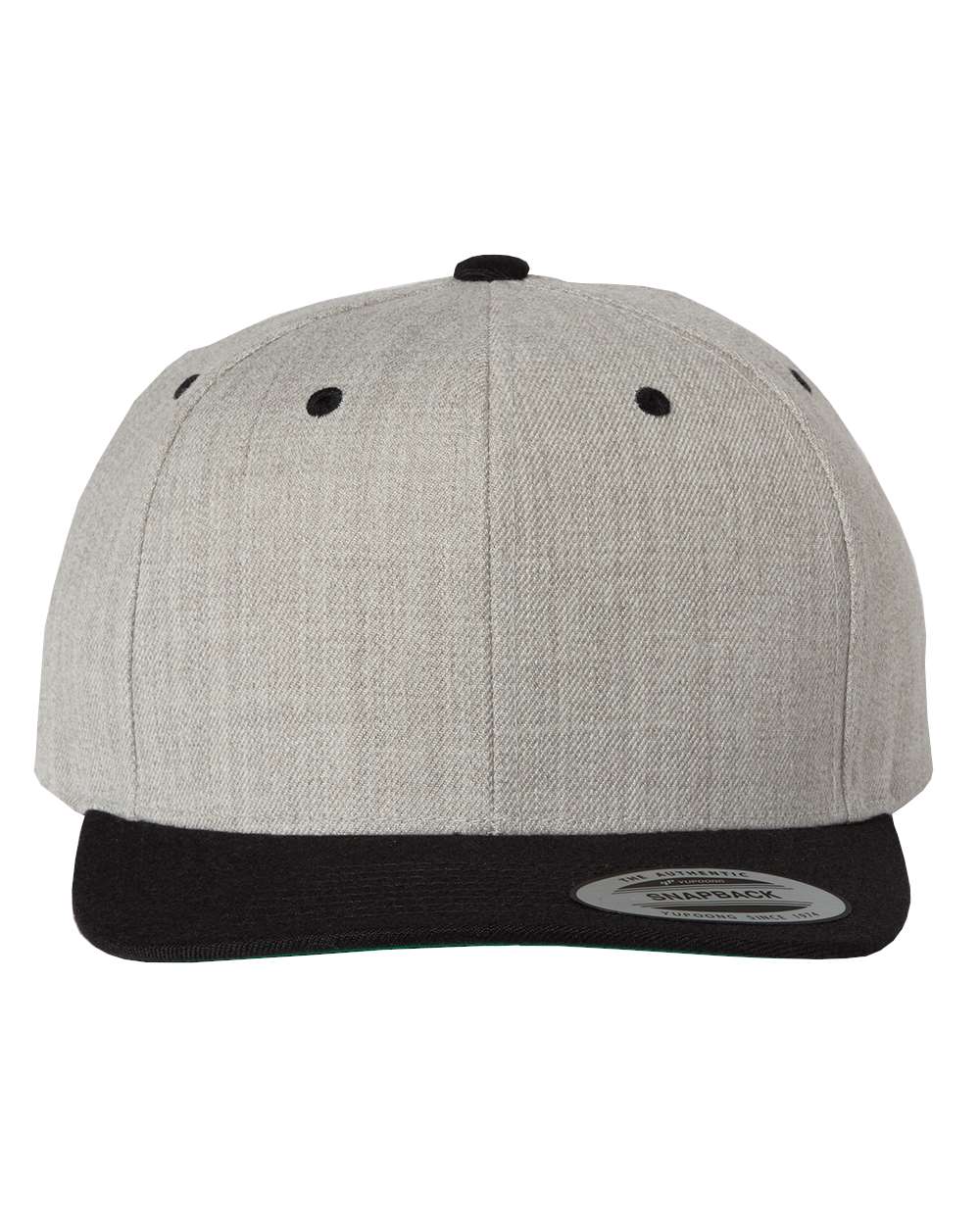 Premium Flat Bill Snapback Cap - Front - B76095590 - Heather/ Black