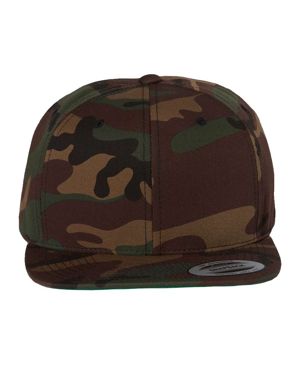 Premium Flat Bill Snapback Cap - Front - B76095610 - Green Camo