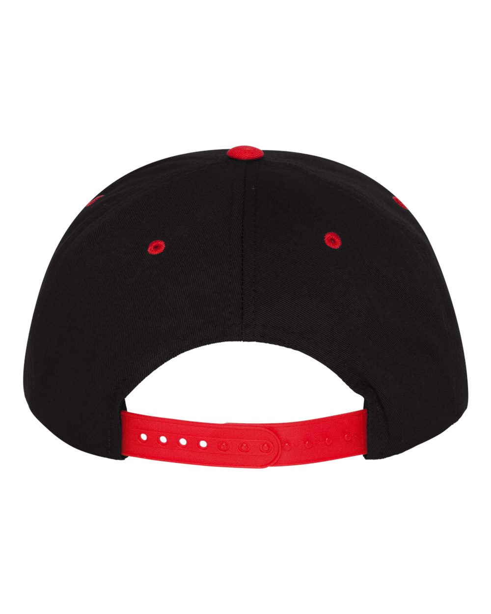 Five-Panel Cotton Twill Snapback Cap - Back - B63095510 - Black/ Red