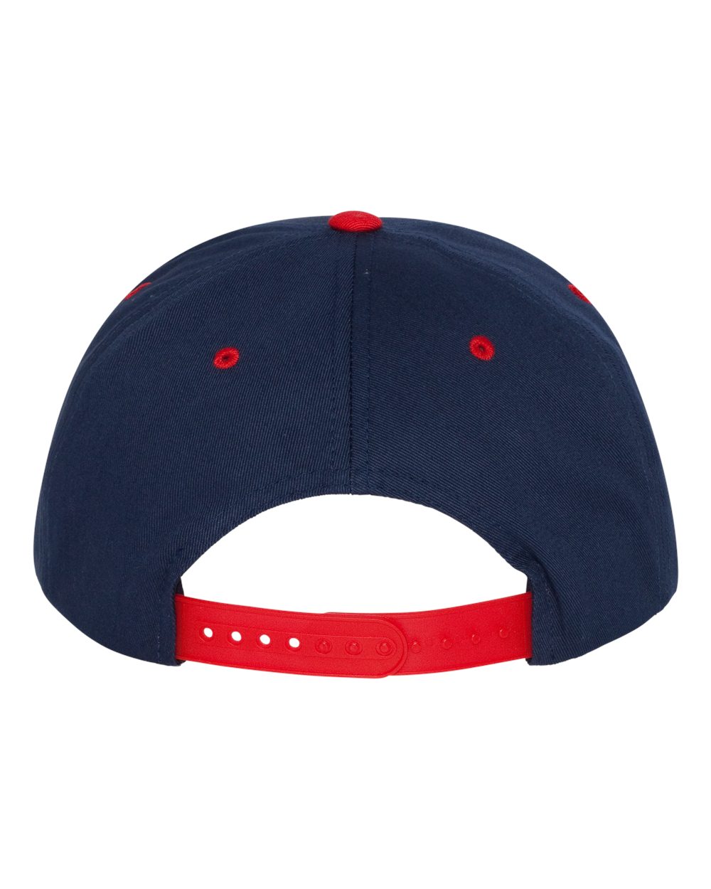 Five-Panel Cotton Twill Snapback Cap - Back - B63095640 - Navy/ Red