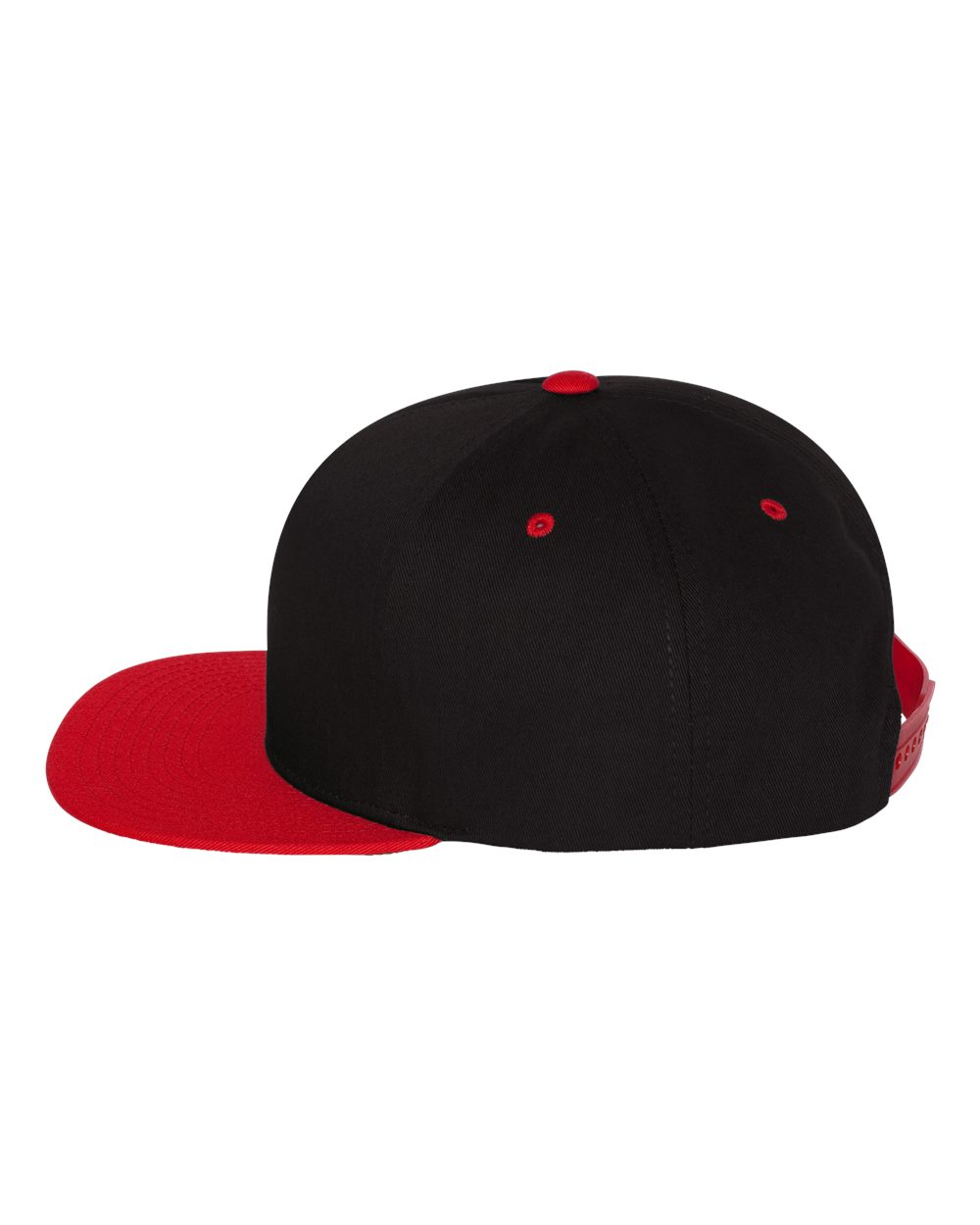 Five-Panel Cotton Twill Snapback Cap - DirectSide - B63095510 - Black/ Red