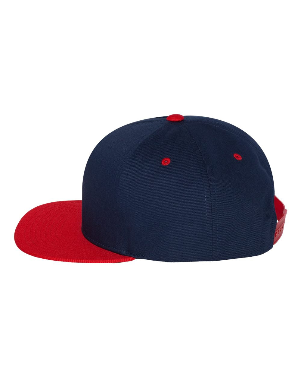Five-Panel Cotton Twill Snapback Cap - DirectSide - B63095640 - Navy/ Red
