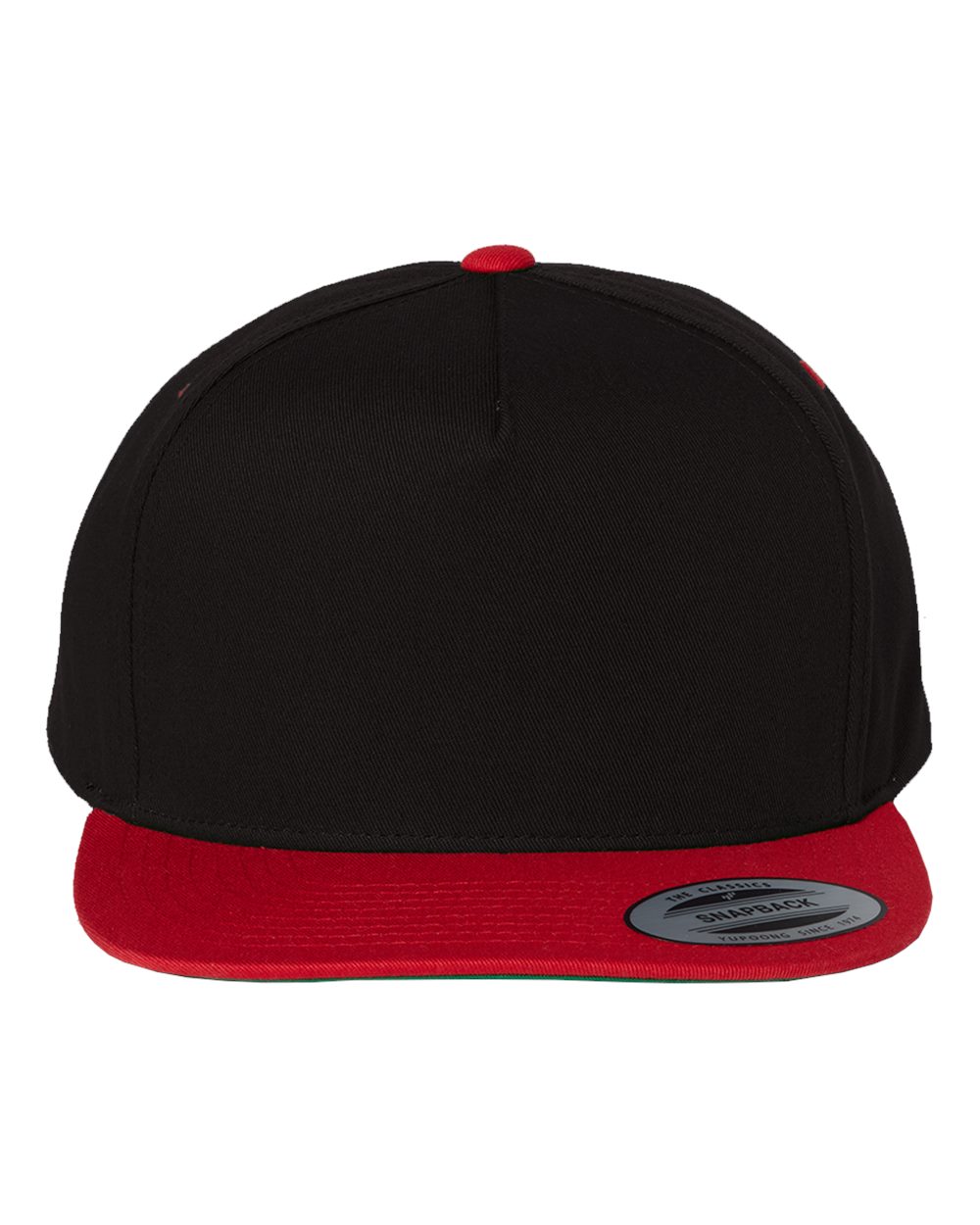 Five-Panel Cotton Twill Snapback Cap - Front - B63095510 - Black/ Red