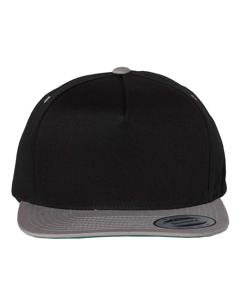 Five-Panel Cotton Twill Snapback Cap - Front - B63095520 - Black/ Grey