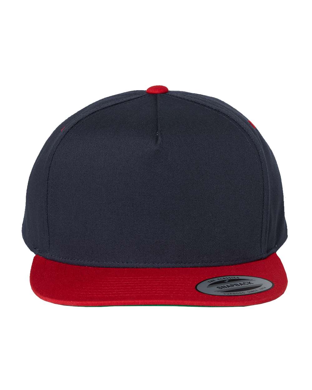 Five-Panel Cotton Twill Snapback Cap - Front - B63095640 - Navy/ Red